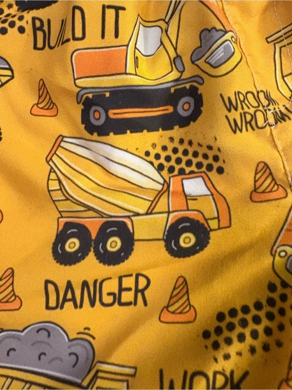 Kids Yellow Construction Print Shorts